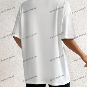 Unisex BAY  Kadın Kafatası ve Slogan Baskılı Düşük Omuz Tişört KOD-1381