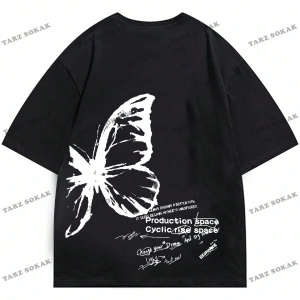 Unisex BAY  Kadın Karikatür Tavşan Baskılı Bol Kesim Tişört KOD-1357