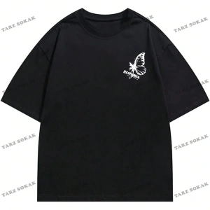 Unisex BAY  Kadın Karikatür Tavşan Baskılı Bol Kesim Tişört KOD-1357