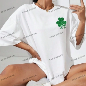 Unisex BAY  Kadın Mektup Karikatür Gülümseyen Yüz Baskı Kısa Kollu Tişört KOD-1377