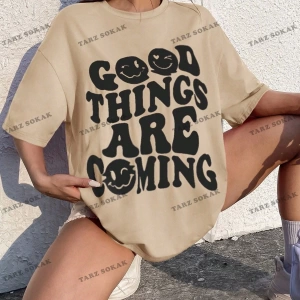 Unisex BAY  Kadın Slogan Baskılı Düşük Omuz Tişört KOD-1346
