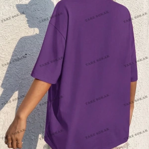 Unisex BAY  Kadın Slogan Baskılı Düşük Omuz Tişört KOD-1346