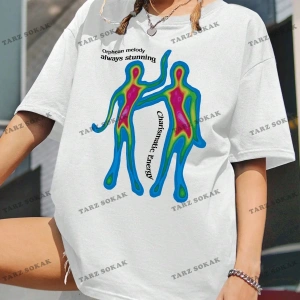 Unisex BAY  Kadın Slogan Desenli Düşük Omuz Kısa Kollu Tişört KOD-1396