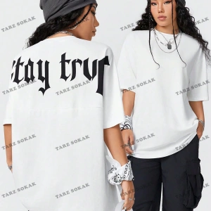 Unisex BAY  Kadın Ultra Bol Basic Harfli Tişört KOD-1383