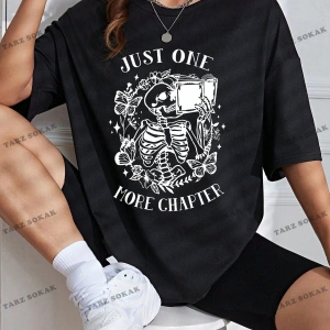 Unisex BAY  Kafatası ve Slogan Grafikli Düşük Omuzlu Tişört KOD-1332