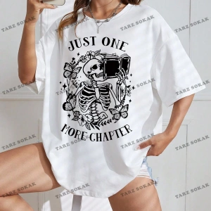 Unisex BAY  Kafatası ve Slogan Grafikli Düşük Omuzlu Tişört KOD-1332