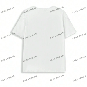 Unisex BAY  Kalp Desenli Düşük Omuz Tişört KOD-1362