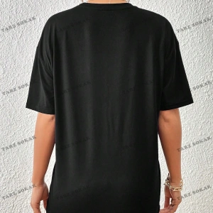 Unisex BAY  Mantar & Slogan Grafikli Düşük Omuzlu Tişört KOD-1392