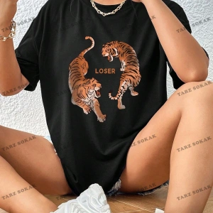 Unisex BAY  Mantar & Slogan Grafikli Düşük Omuzlu Tişört KOD-1392