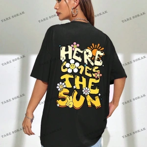 Unisex BAY  Mektup Baskılı Kapalı Omuz Tişört KOD-1353