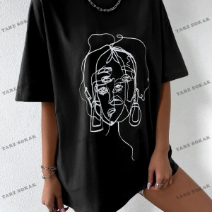 Unisex BAY  Şekil Grafiği Düşük Omuzlu Tişört KOD-1310