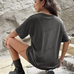 Unisex BAY  Slayr Yonca Baskılı Düşük Omuz Kadın Tişört KOD-1380