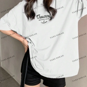 Unisex BAY   Yazılı Desenli Düşük Omuzlu Tişört KOD-1386