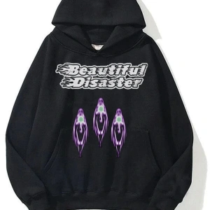 Unisex Beautiful Disaster Sweatshirt Hoodie Siyah
