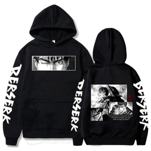 Unisex Berserk Guts Desen Erkek Hoodies 14715 Siyah