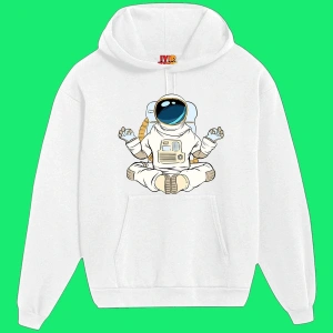 Unisex Beyaz Astronot Baskılı Sweatshirt