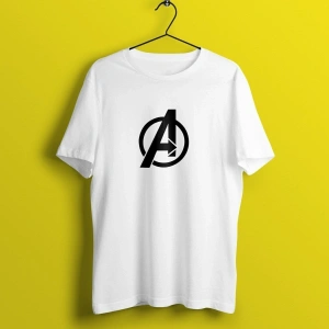 Unisex Beyaz Avengers Baskılı T-shirt