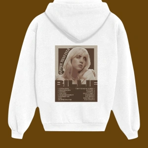 Unisex Beyaz Billie Eilish Sırt Baskılı Sweatshirt