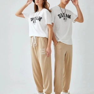 Unisex Beyaz Dream N.y. Baskılı 2li Set Sevgili Çift Kombini
