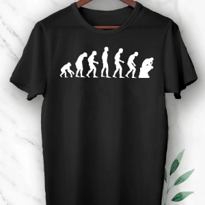 Unısex Beyaz Evolution Evrim Baskılı Tişört