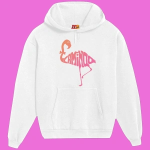 Unisex Beyaz Flamingo Baskılı Sweatshirt