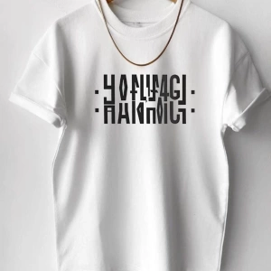 Unisex Beyaz Hanımcı Baskılı Katlamalı Bisiklet Yaka Tişört