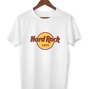 Unisex Beyaz Hardrock Baskılı T-shirt
