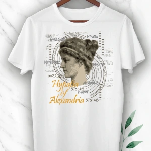 Unısex Beyaz Kadın Mitoloji Filozof Hypatia Baskılı Tişört