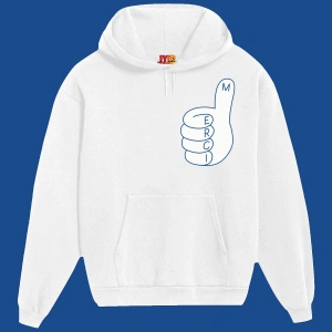 Unisex Beyaz Merci Baskılı Sweatshirt