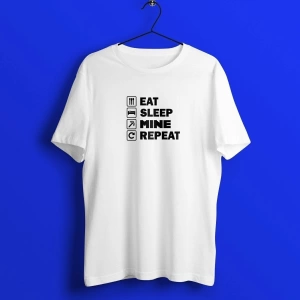 Unisex Beyaz Minecraft Baskılı T-shirt