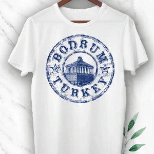 Unısex Beyaz Mitoloji Bodrum Baskılı Tişört