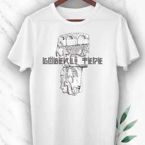 Unısex Beyaz Mitoloji Göbeklitepe Baskılı Tişört