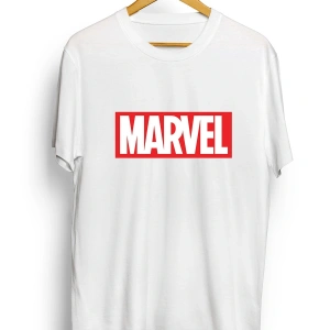 Unisex Beyaz Oversize Marvel Baskılı T-shirt