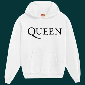 Unisex Beyaz Queen Baskılı Sweatshirt