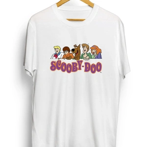 Unisex Beyaz Scooby Doo Baskılı Oversize T-shirt