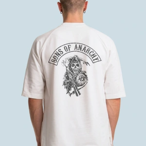 Unisex Beyaz Sons Of Anarchy Samcro Oversize Tişört