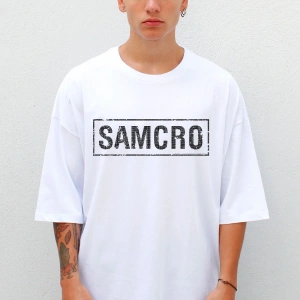 Unisex Beyaz Sons Of Anarchy Samcro Oversize Tişört