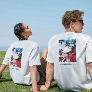 Unisex Beyaz Tropıcal Baskılı 2li Set Sevgili Çift Kombini