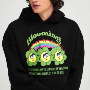 Unisex Blooming Sweatshirt Hoodie Siyah