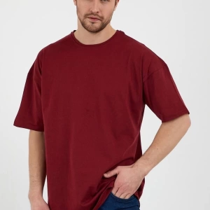 Unisex Bordo Bol Kesim Oversize Pamuklu Tshirt