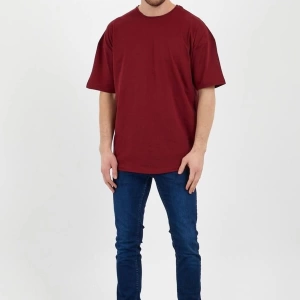 Unisex Bordo Bol Kesim Oversize Pamuklu Tshirt
