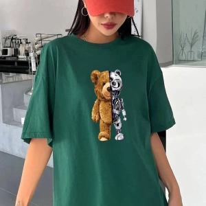 Unisex Boys Bear Baskılı T-shirt