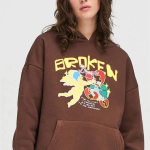 Unisex Broken Dreams Sweatshirt Hoodie Kahverengi