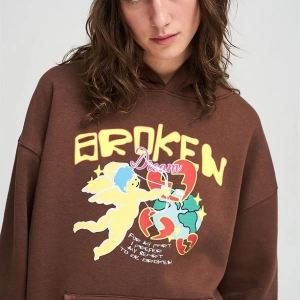 Unisex Broken Dreams Sweatshirt Hoodie Kahverengi