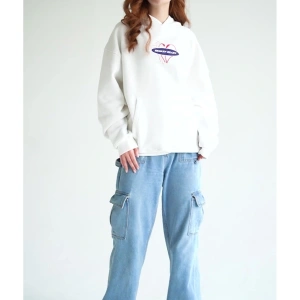 Unisex Broken Heart Sweatshirt Hoodie Beyaz