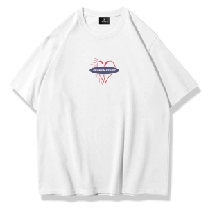 Unisex Broken Heart Tshirt Beyaz