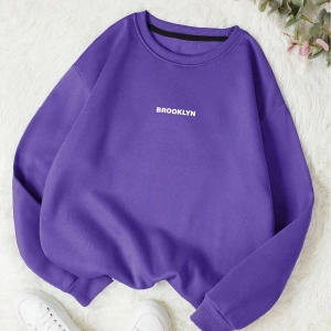 Unisex Brooklyn Özel Renkli Oversize Bisiklet Yaka Pamuklu Sweatshirt