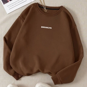 Unisex Brooklyn Özel Renkli Oversize Bisiklet Yaka Pamuklu Sweatshirt