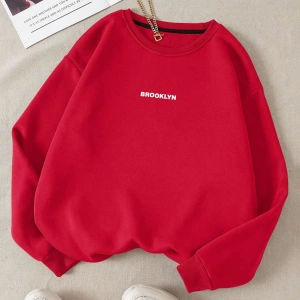 Unisex Brooklyn Özel Renkli Oversize Bisiklet Yaka Pamuklu Sweatshirt