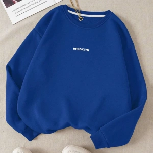 Unisex Brooklyn Özel Renkli Oversize Bisiklet Yaka Pamuklu Sweatshirt